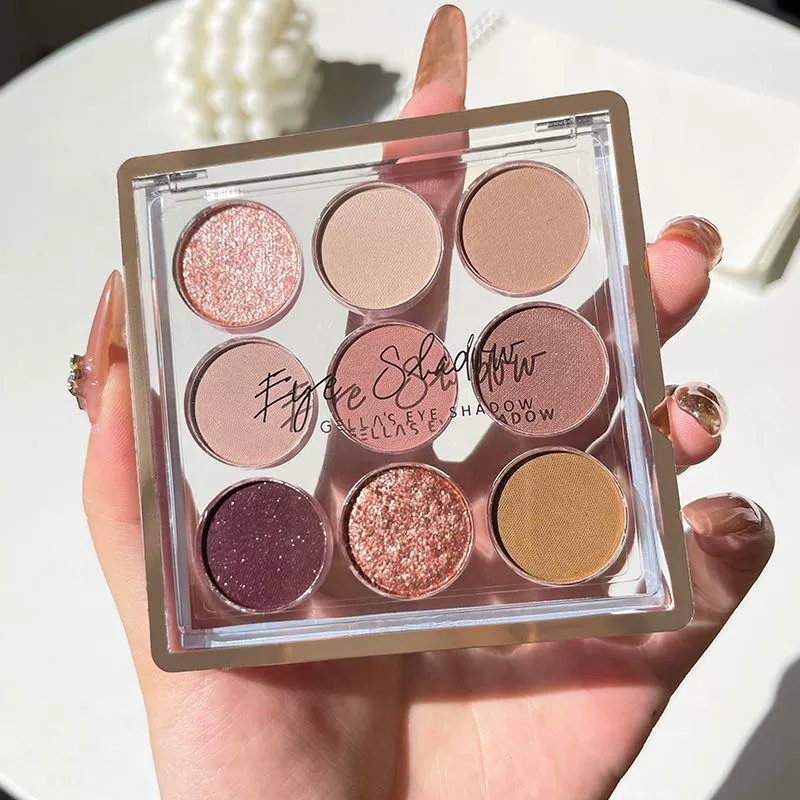 Геллас Дрим Дир Найн - палетка теней из 9 цветов, жемчужно-светлый блеск, пудра, земляной оттенок, женщина, прозрачная оболочка, подходит новичкам, вечеринка