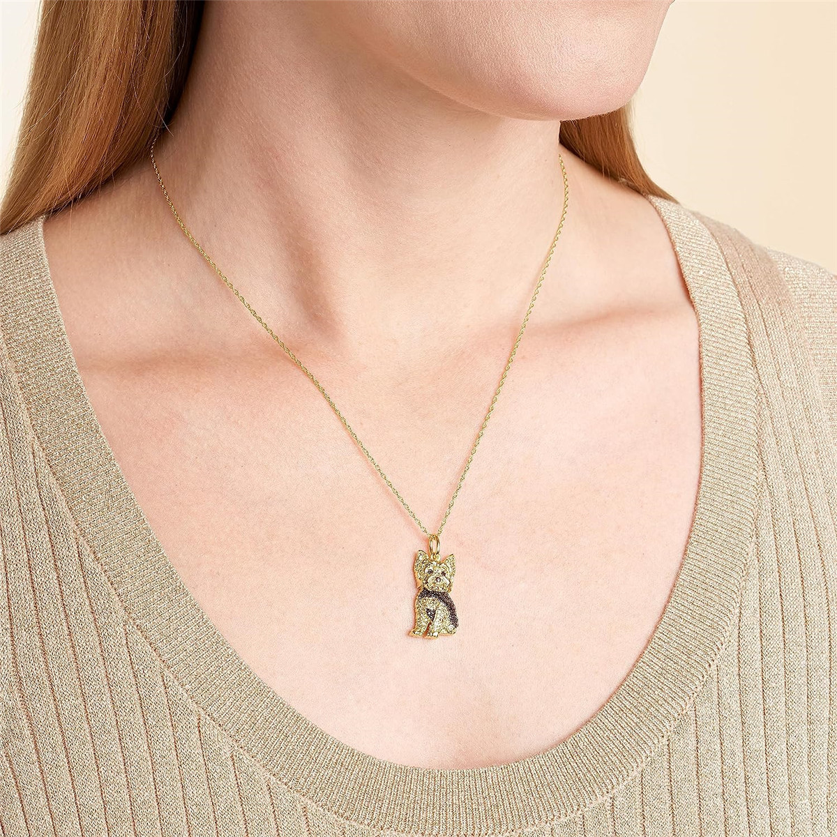 Women's Gender Cute Dog Artificial Crystal Zinc Alloy Cable Chain Pendant Necklaces Wholesale