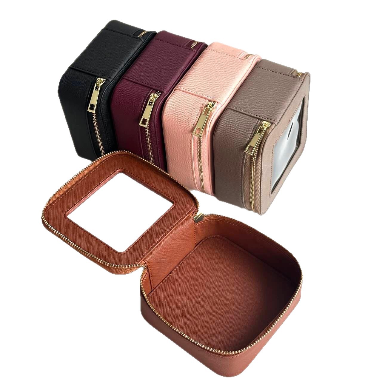 Bolsa de Aseo y Maquillaje Portátil de PU, Impermeable, para Viajes y Uso Diario