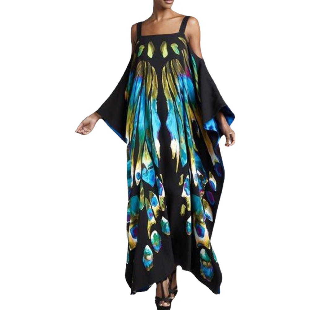 Cubierta de playa europea y americana de secado rápido Correa impresa Vestido de playa traje de vacaciones bikini vestido de encubrimiento 5D122