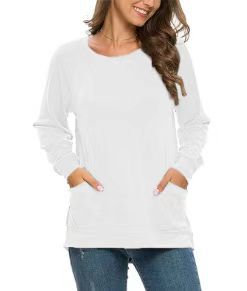 Sudadera Holgada de Cuello Redondo para Mujer de Poliéster con Bolsillo Manga Larga para Uso Diario