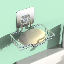 不锈钢壁挂式肥皂盒免打孔家用高档卫生间墙上置物架香皂盒免沥水