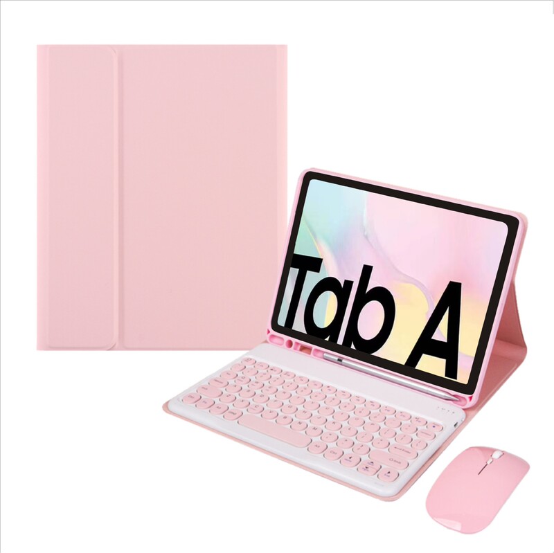 Suitable for Samsung Tab A7 T500 Bluetooth Keyboard Protective Cover S6Lite P610 Round Cap Keyboard Tablet Leather Case