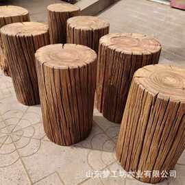 原木墩风化老榆木打金木墩根雕凳子茶台底座实木树墩树桩边几