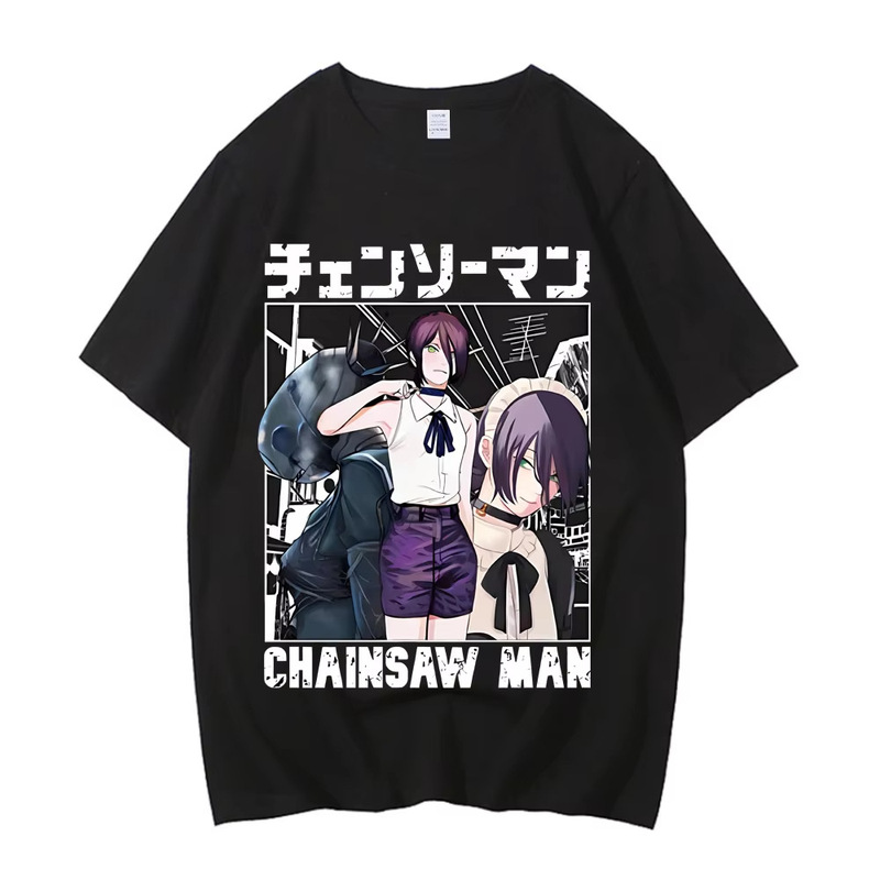 Anime Chainsaw Man Rez T-Shirt Anime Denji Power Short Sleeve Top T-Shirt High Quality Cotton