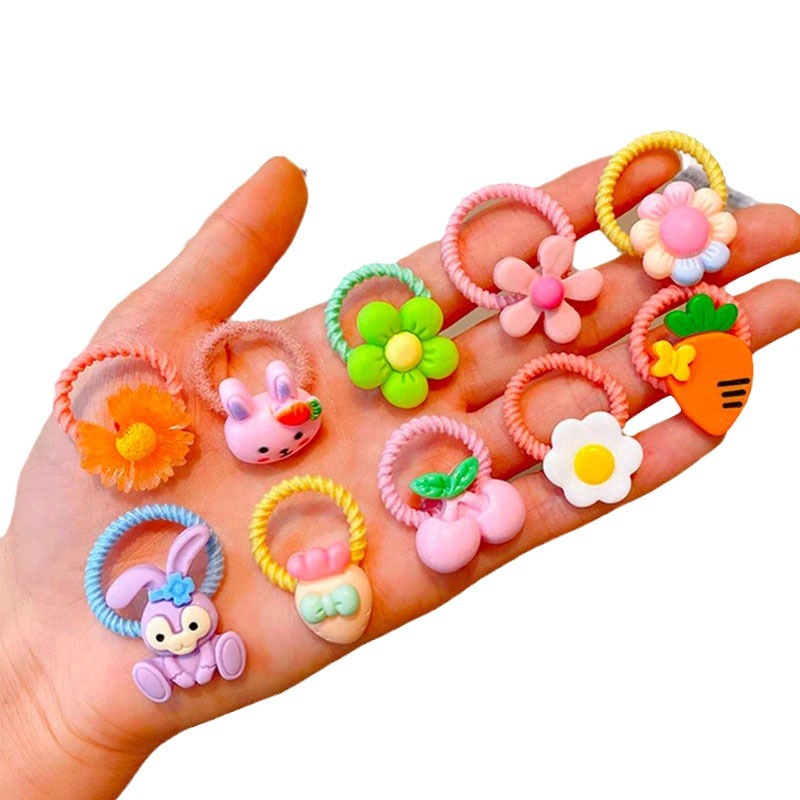 Dibujos animados lindo banda de goma niña no duele lazo del pelo cuerda de pelo banda de pelo Niños Accesorios para el cabello tocado flor pequeña