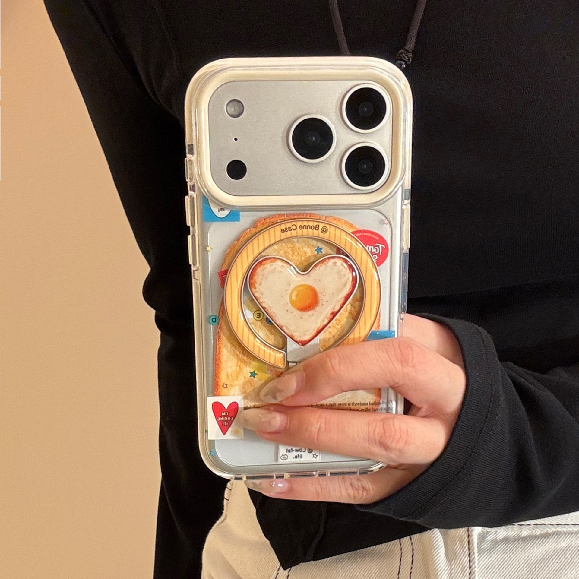 Magnetic Transparent Phone Case With Fried Egg Design For Iphone_voghion.com