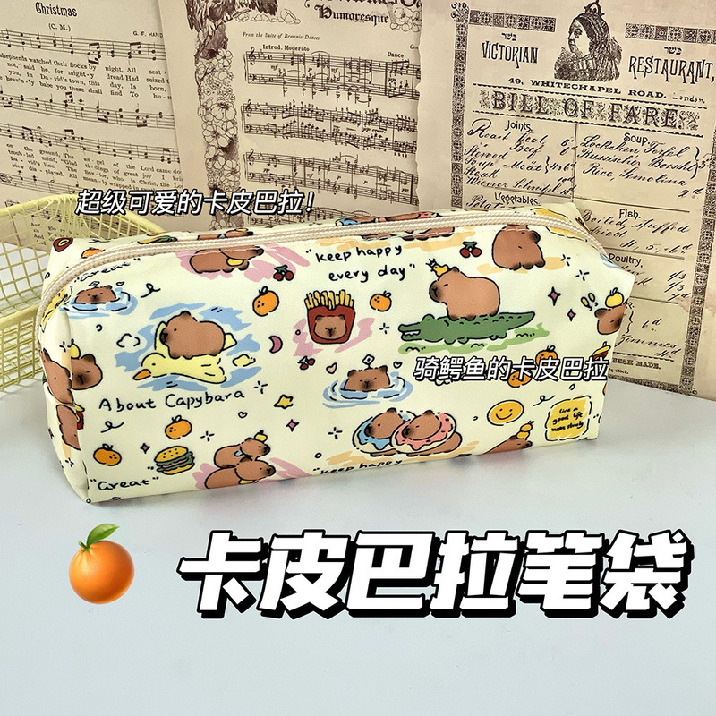 雪の子猫漫画ラウンド鉛筆バッグインかわいい大容量高価値文具学生イン収納メイクアップ卸売|undefined