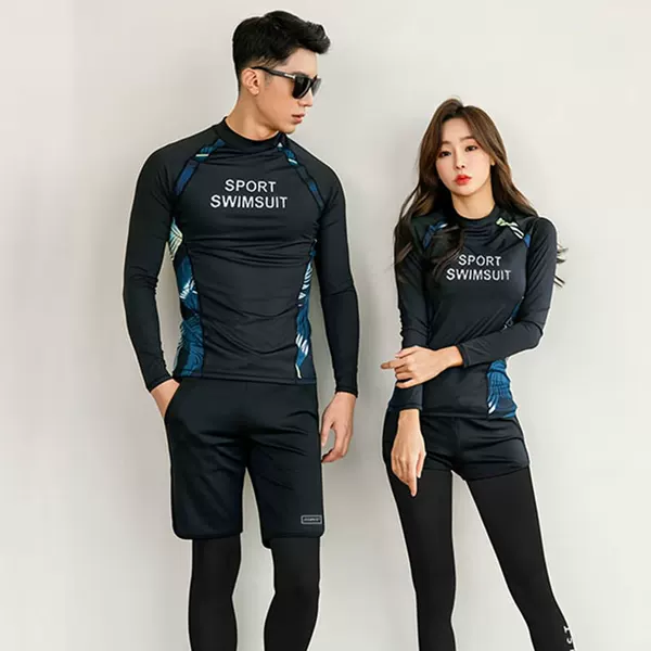 Men's Long-Sleeved Wetsuit Women's Split Slimming Look Chest Pad Jellyfish Surfing Suit Couple Sun Protection Hot Spring Swimsuit New Style