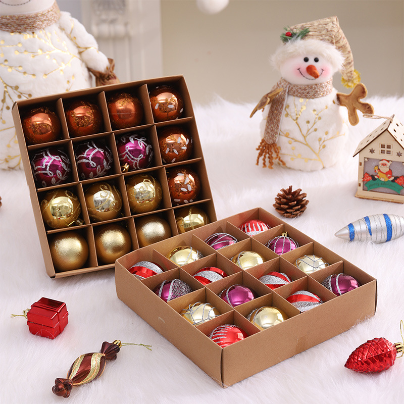 Transfronterizos Amazon Navidad Bolas de luz escena caja de decoración Bolas de galvanoplastia pintadas Bolas de regalo Navidad Decoraciones colgantes