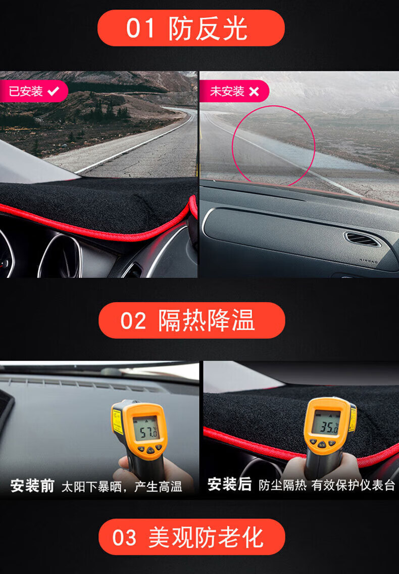 Suitable for Kia K2 K3 K4 K5 K3S Kx5, Special Kx3 Dashboard Light-Proof Mat, Central Control Sunshade Mat
