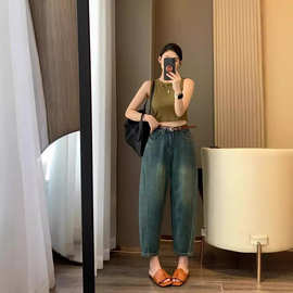 微垮哈伦牛仔裤女欧洲站夏装2026新款欧货女装时尚洋气阔腿裤子潮