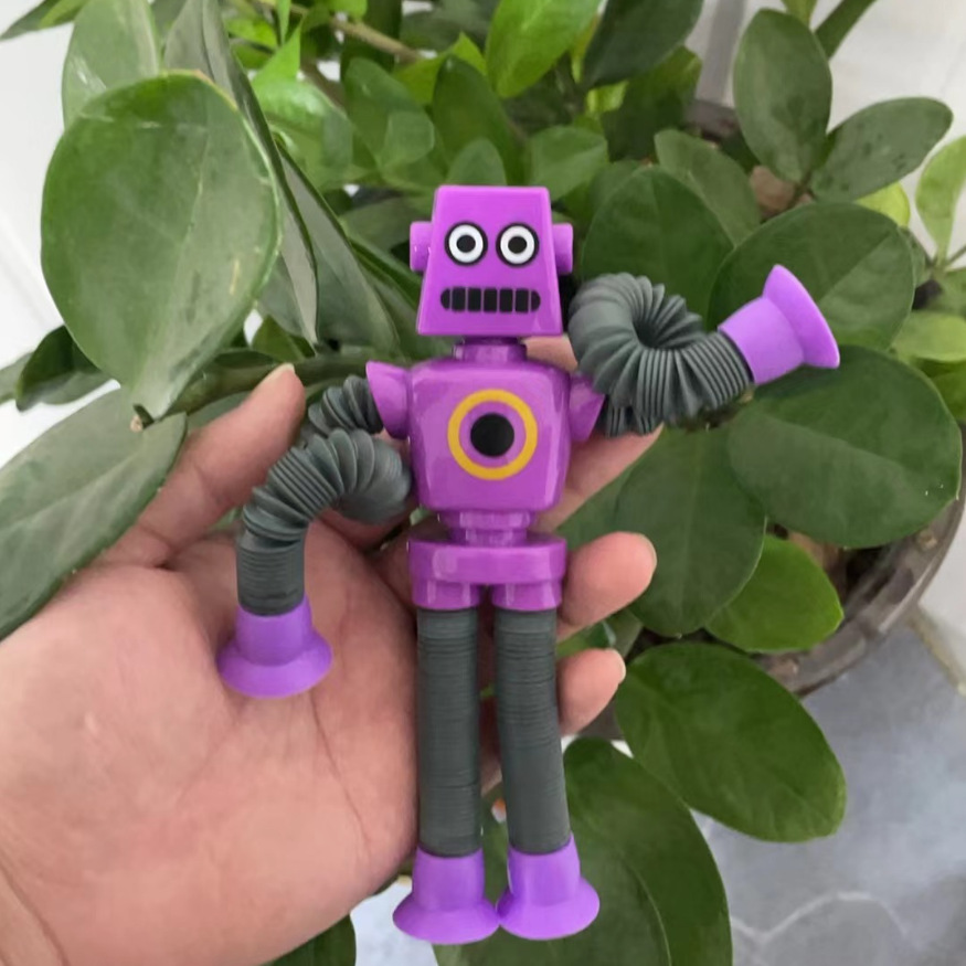 Transfronterizo robot flexible tubo telescópico niño puzzle dibujos animados estirados ventosa interacción padre-hijo creativo juguete descompresión