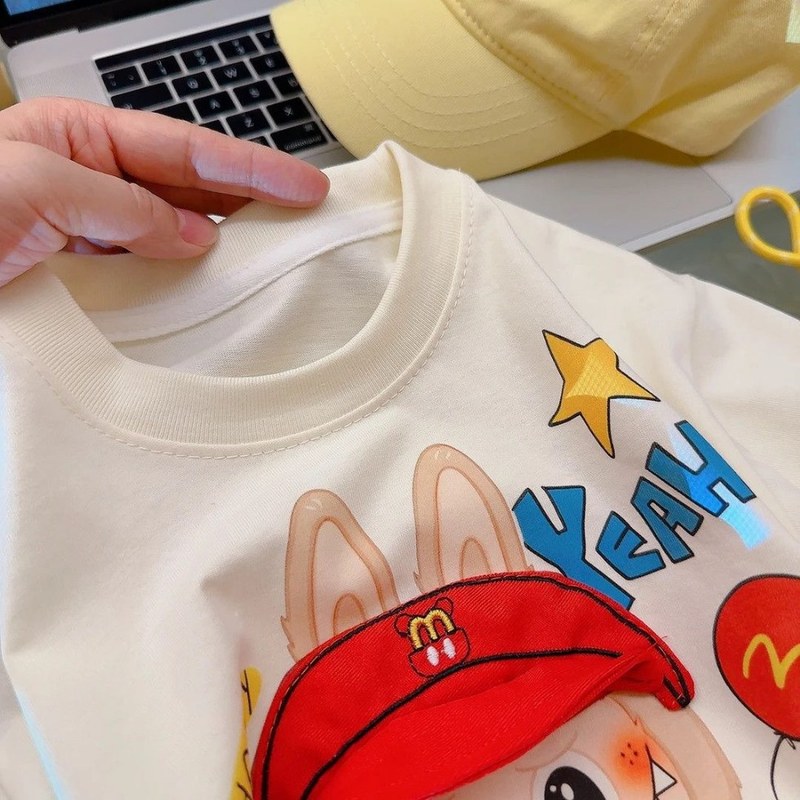 [かわいい立体人形]子供の夏の新しい漫画立体半袖ベビーカジュアルTシャツ西洋人形|undefined