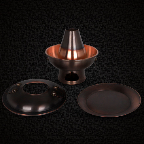Pure copper hot pot, antique wood charcoal hot pot, home-use dual boiler hot pot, old Beijing style lamb hot pot, pure copper handmade copper pot