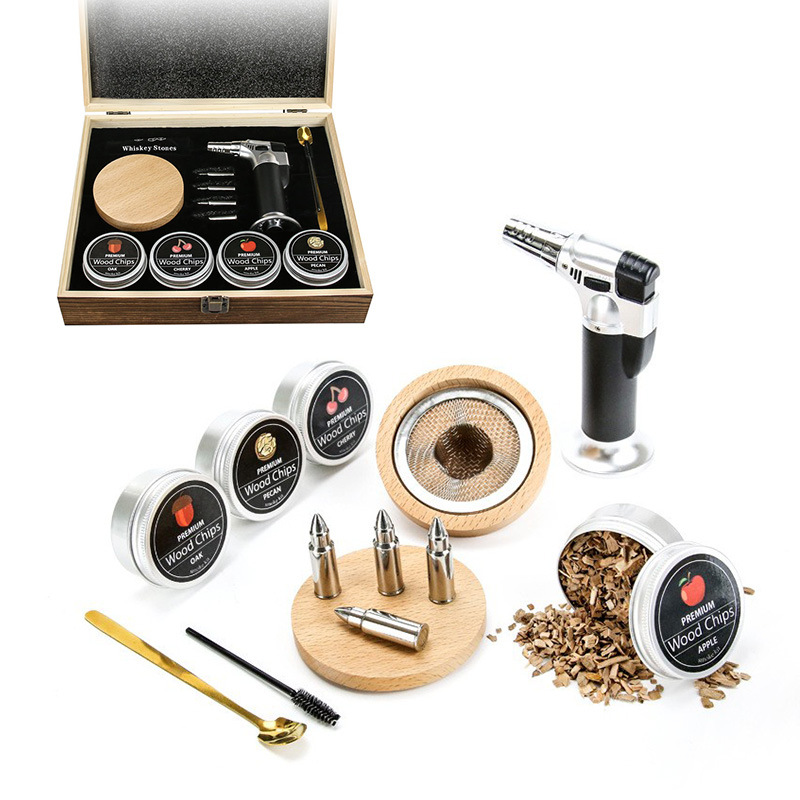 Amazon bala Dispositivo de fumar cóctel de madera traje de fumar whisky Dispositivo de fumar traje al por mayor