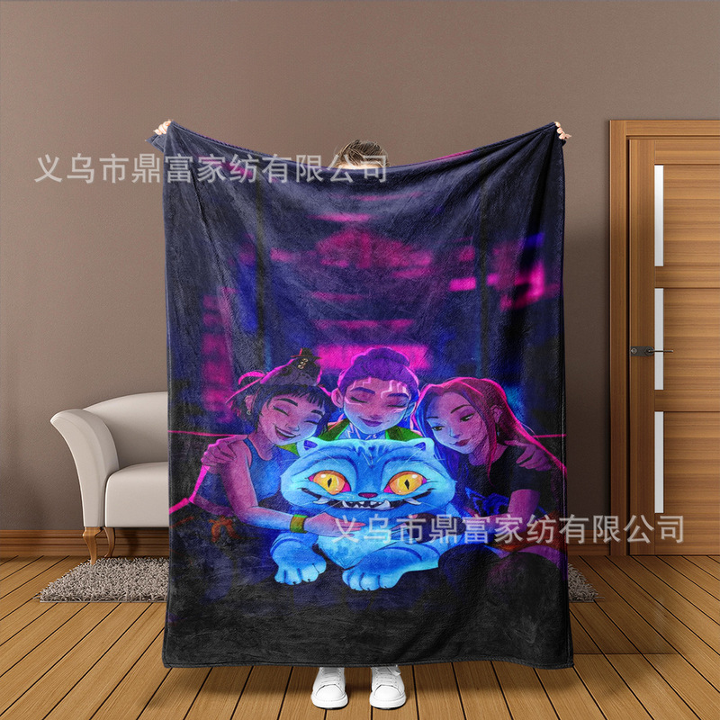 跨境法兰绒毛毯K Pop Demon Hunters Team Anime数码印花毛毯盖毯|undefined