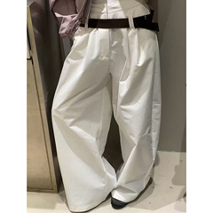 R13 13 行インスタイルウェビングベルトパンツ通勤フレッシュカジュアルパンツハイウエストストレートルーズ痩身パンツ女性用