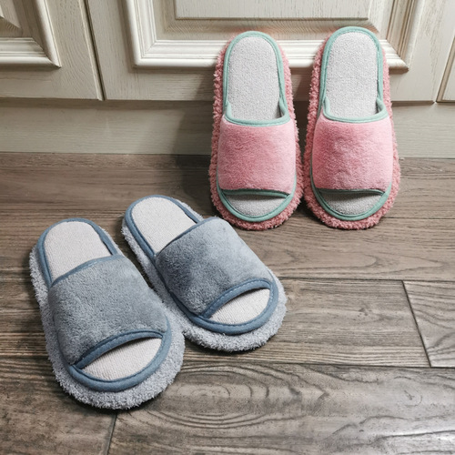 Solid color Japanese simple couple style mopable floor sweeping wooden floor tile cleaning slippers lazy slippers