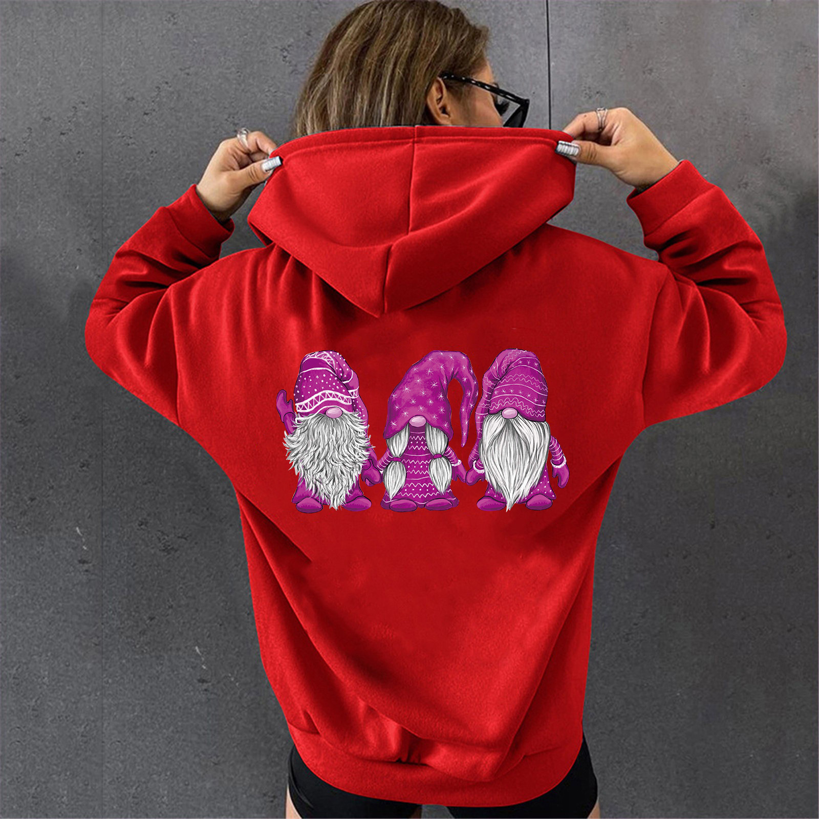 Daily Occasion Hooded Neckline Comfort Function Hoodies & Sweatshirts Long Sleeve Thermal Transfer Printing Casual Santa Claus