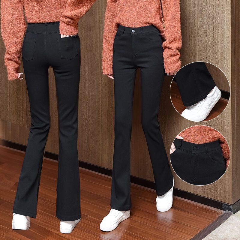 微喇叭裤女2022春季新款高腰显瘦外穿打底裤弹力时尚大码垂感长裤