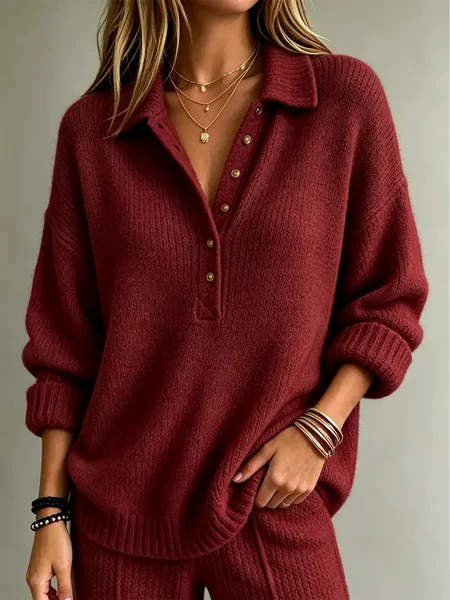 2026 New European and American Cross-Border Amazon Independent Site AliExpress Women's Autumn/Winter Solid Color Knit T-Shirt Top