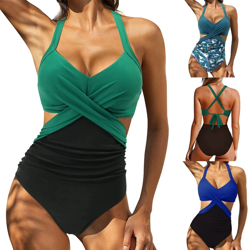 Multicoloured fitted swimwear, 2023, European style, high waist, Amazon