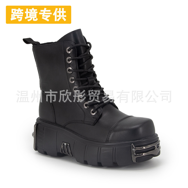 New Style European and American Punk Motorcycle Boots for Women, Trendy Thick-Soled Metal Workwear Short Martin Boots, Mid-Calf Military Boots New Style European and American Punk Motorcycle Boots for Women, Trendy Thick-Soled Metal Workwear Short Martin Boots, Mid-Calf Military Boots