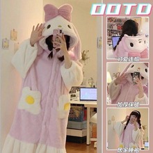 特价！！少女兔子珊瑚绒睡衣女冬季2024年新款美乐蒂睡袍加厚睡裙