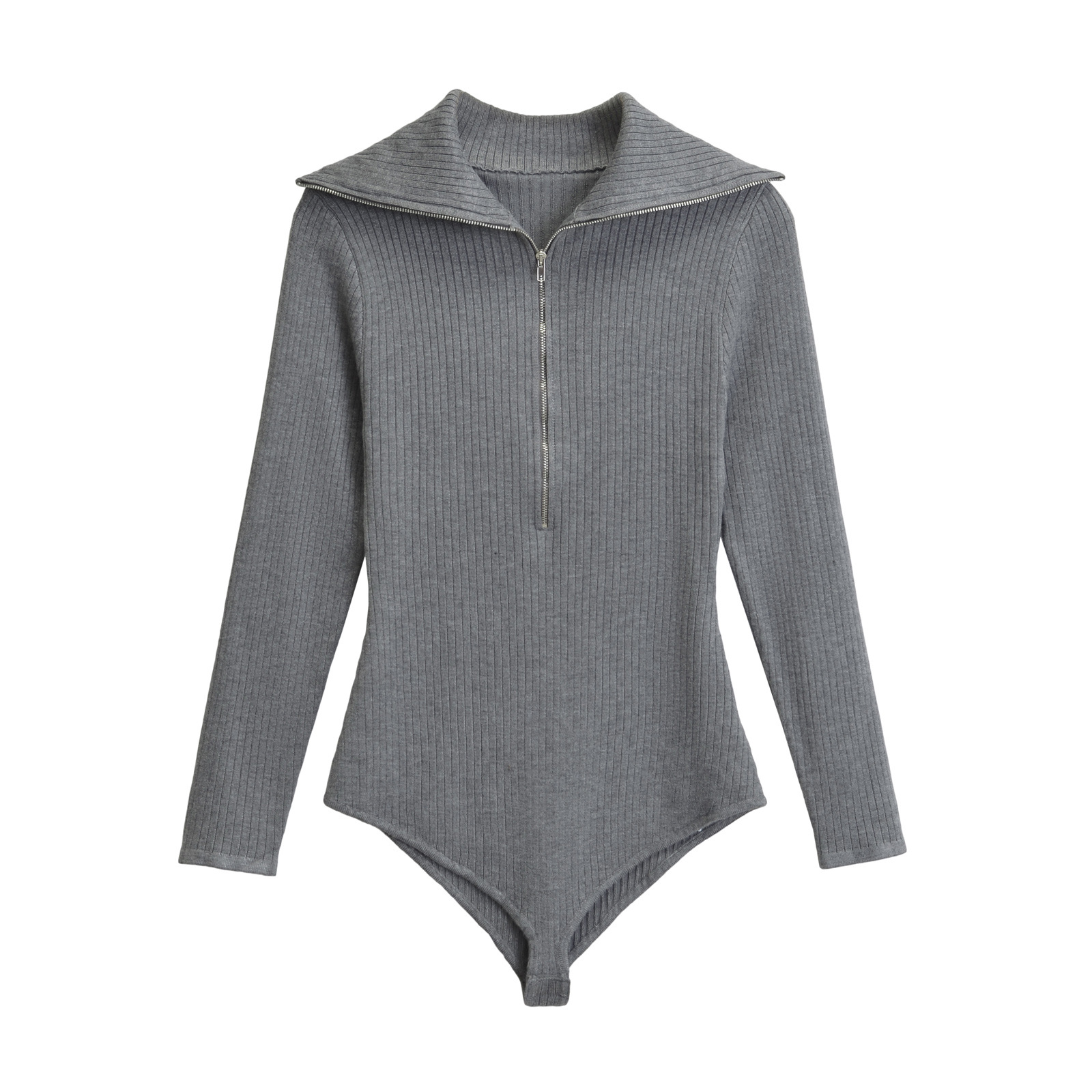 E4TY-66275 zipper knitted jumpsuit European and American women's clothing wholesale 2024 spring and summer new fashion sexy long sleeve