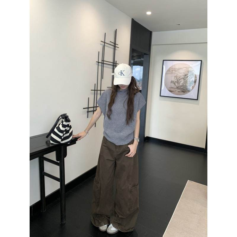 韩系辣妹叠穿短袖半高领休闲针织上衣修身褶皱长袖打底两件套女|undefined