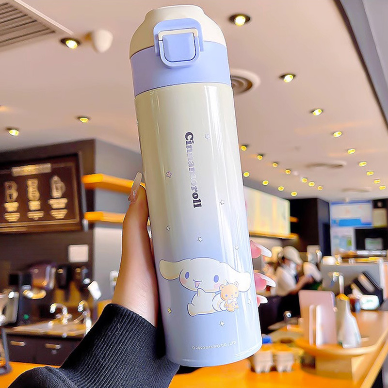 Taza termo de bebida directa de rebote de dibujos animados de Sanrio modelado en relieve 3D 316 mujeres de acero inoxidable de alto valor 350ML