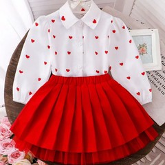 サラン's clothingアマゾン欧米の子供服クロスボーダー愛シャツ百タックケーキスカート2枚