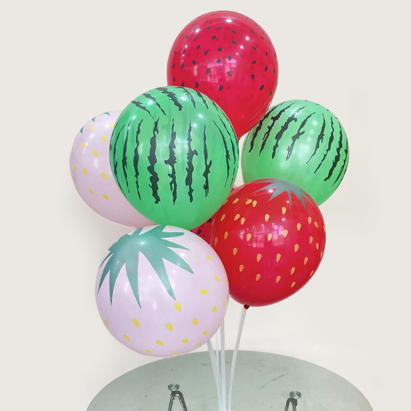 Verano nuevo 12 pulgadas flor de sandía globos de fresa globo de látex fruta modelado de impresión de cinco lados decoración