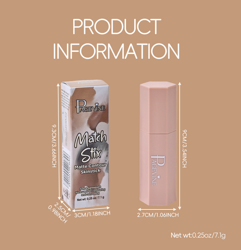 Meilleure vente transfrontalière PAGE VINE Stick contour mat doux et polyvalent 7,1 g Pour un contouring naturel_voghion.com