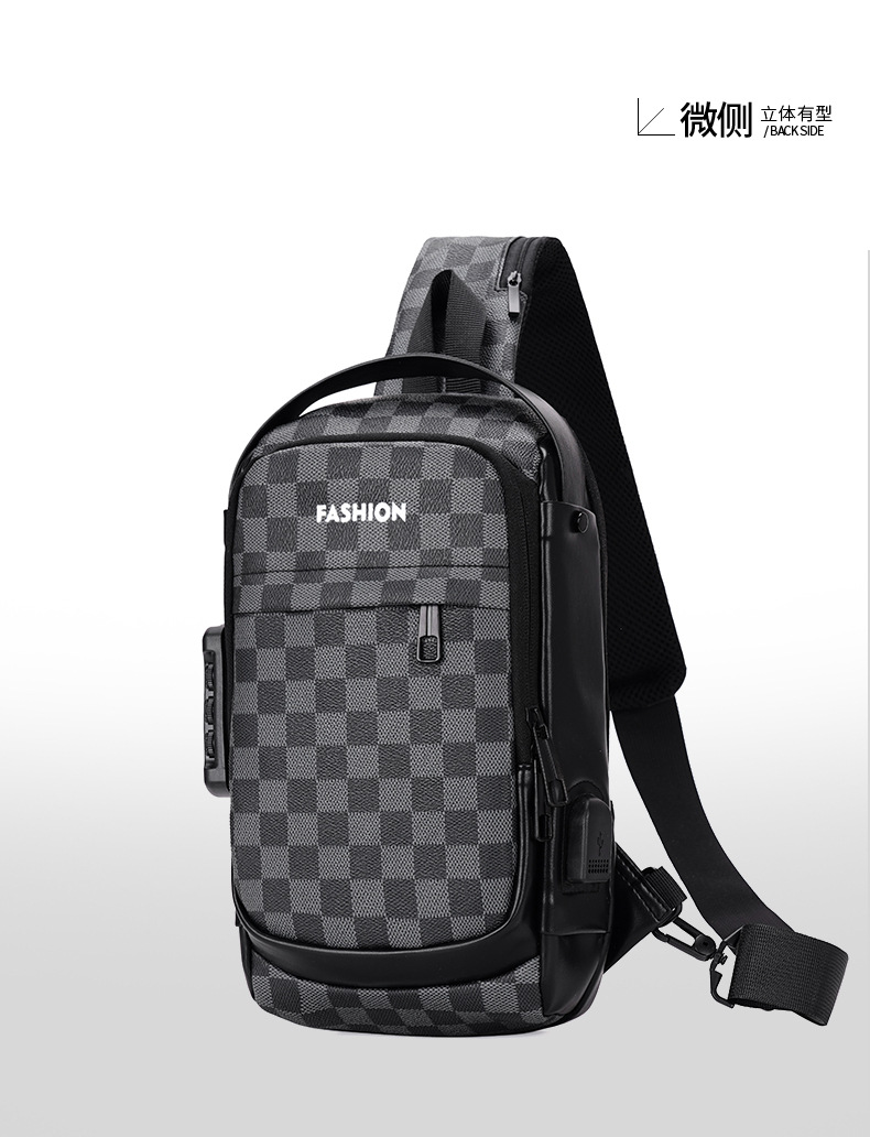 Men's chest bag, crossbody bag, anti-theft password lock, single-shoulder backpack, best-selling water-resistant storage bag, outdoor chest bag undefined