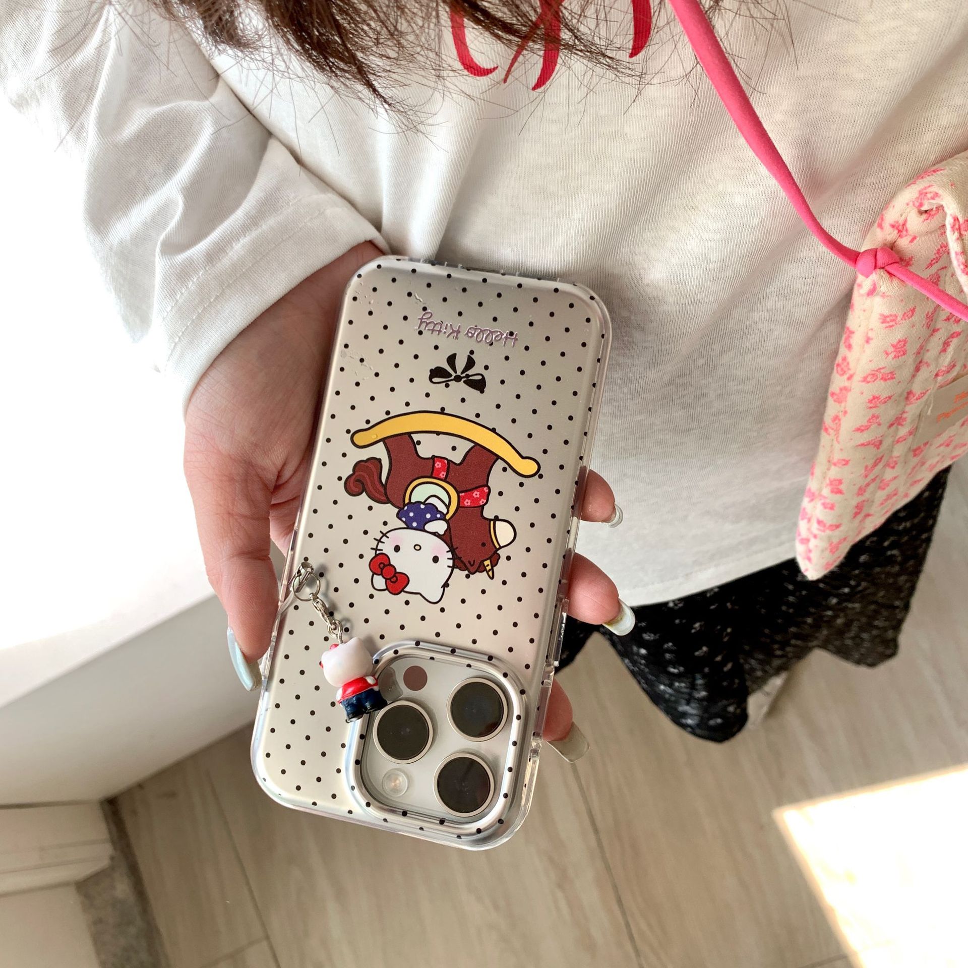 Caballo de Troya de punto de onda plateado galvanizado simple KT cat para iPhone16 funda para teléfono móvil 15ProMax femenino 14/13 nuevo 16P