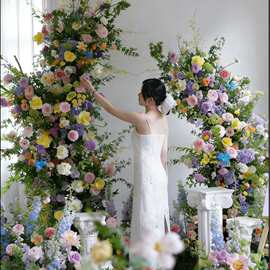 莫奈花园造景仿真花之窗瀑布婚礼布置拱门打卡网红门店橱窗布置