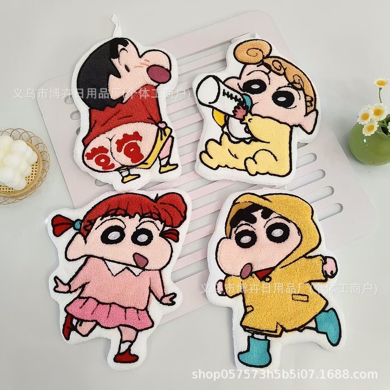 クレヨンしんちゃんハンドタオル厚みのあるコーラルベルベット刺繍かわいい漫画ソフト吸収性糸くずの出ないハングハンドタオル|undefined