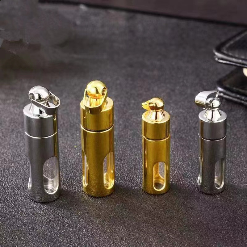 Perfume Bottle Pendant 18K Gold Glossy Hollow Transparent Glass Pendant Titanium Steel Can Open Gawu Tube Does Not Fade