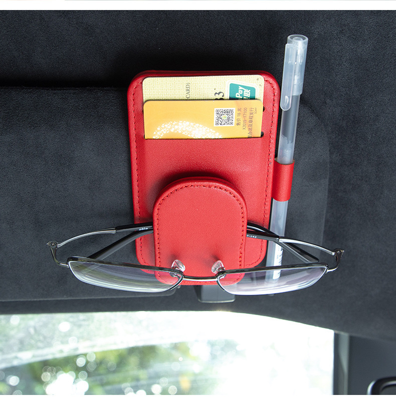 Car-Mounted Multifunctional Glasses and Ticket Holder, Practical High-End Round Eyeglass Clip, Multifunctional Accessory, Stylish