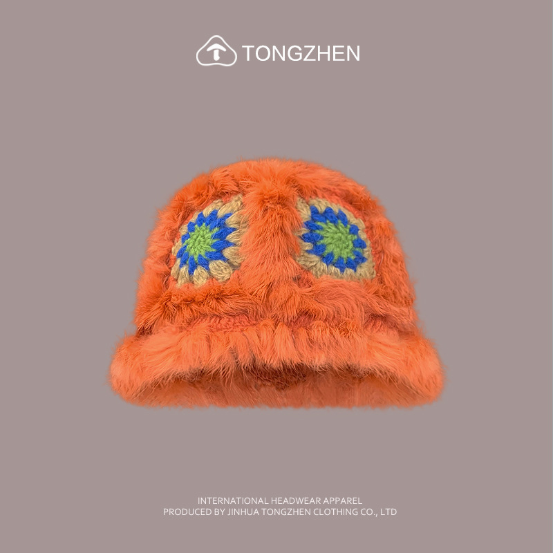 China-Chic Kaninchenhaar Löwe Erwachen Niedlicher Plüsch-Tigerkopf für Kinder, chinesische gestrickte Fischermütze im Winter_voghion.com