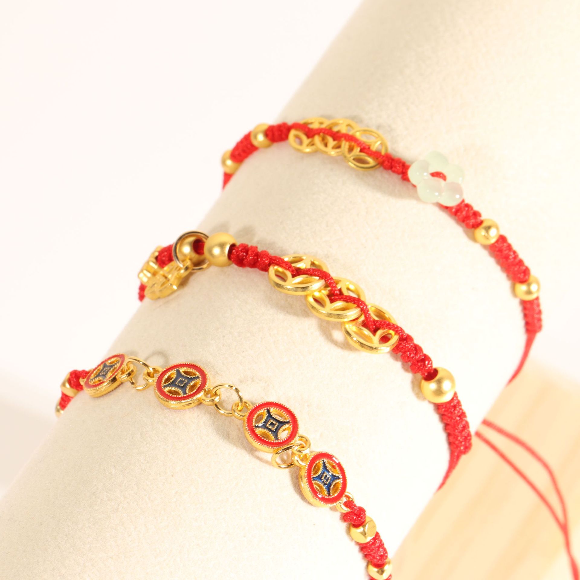 Chinese Braided Zodiac Year Red Rope Bracelet Handmade Adjustable Coin Bracelet Good Luck Bracelet New Red Rope Bracelet