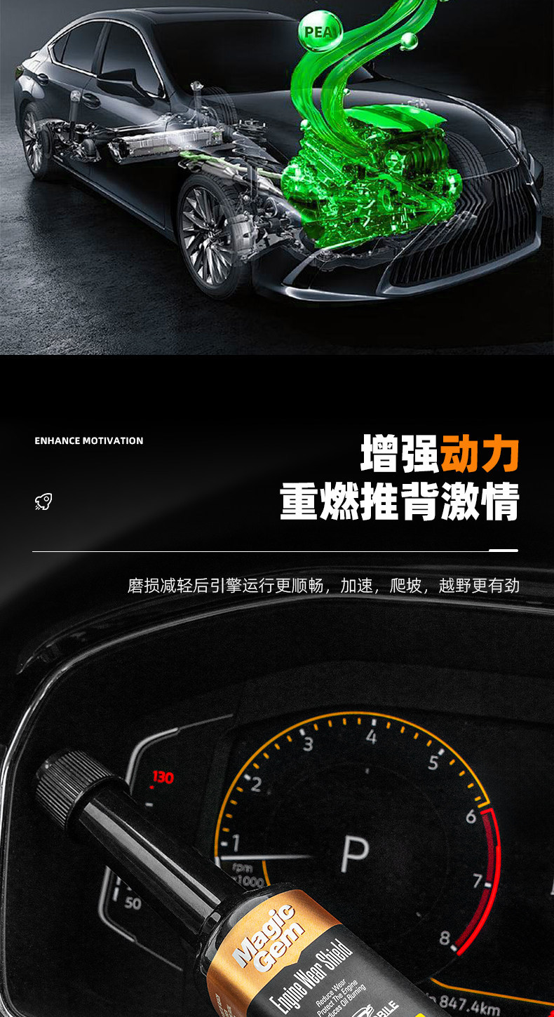 Engine Oil Anti-Wear Protection Agent, Automotive Engine Repair Agent, Noise Reduction, Strong Anti-Vibration Treatment, Anti-Oil Burning Additive
