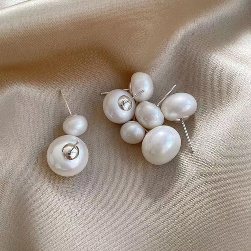 Bread, steamed buns, pearl earrings, light luxury, high-end sense of temperament, 2025 new, niche fashion, 925 earrings wholesale