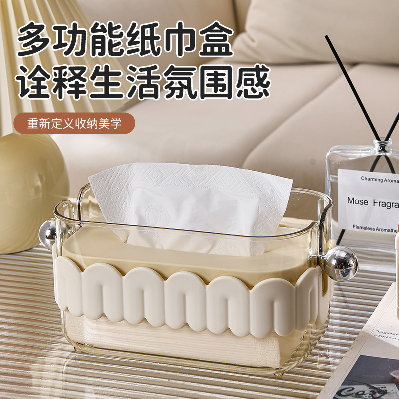 Caja de toallas de escritorio de lujo ligera de estilo hundido, encantadora caja de toallas de viento creativa, sala de estar, baño, caja de extracción de almacenamiento de viento