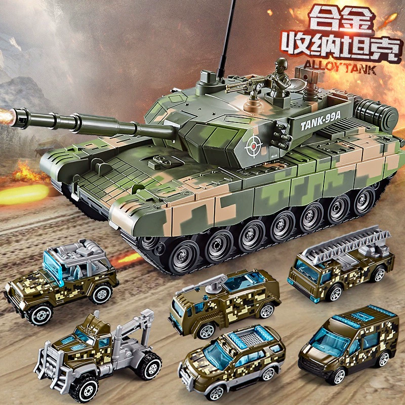 Инерционная игрушка-танк модель машинки из сплава ударопрочная для мальчиков 3–6 лет