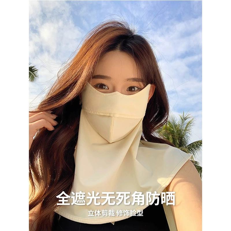 Silk summer breathable mask, sun protection, UF-protection, with neck protection