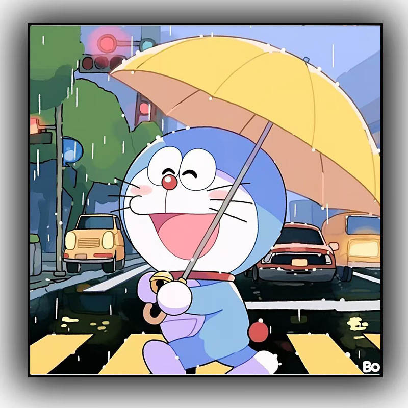 Nuevo Doraemon dibujos animados pintura digital DIY rellenos a mano curación descompresión pintura acrílica de alta calidad de color sala de estar
