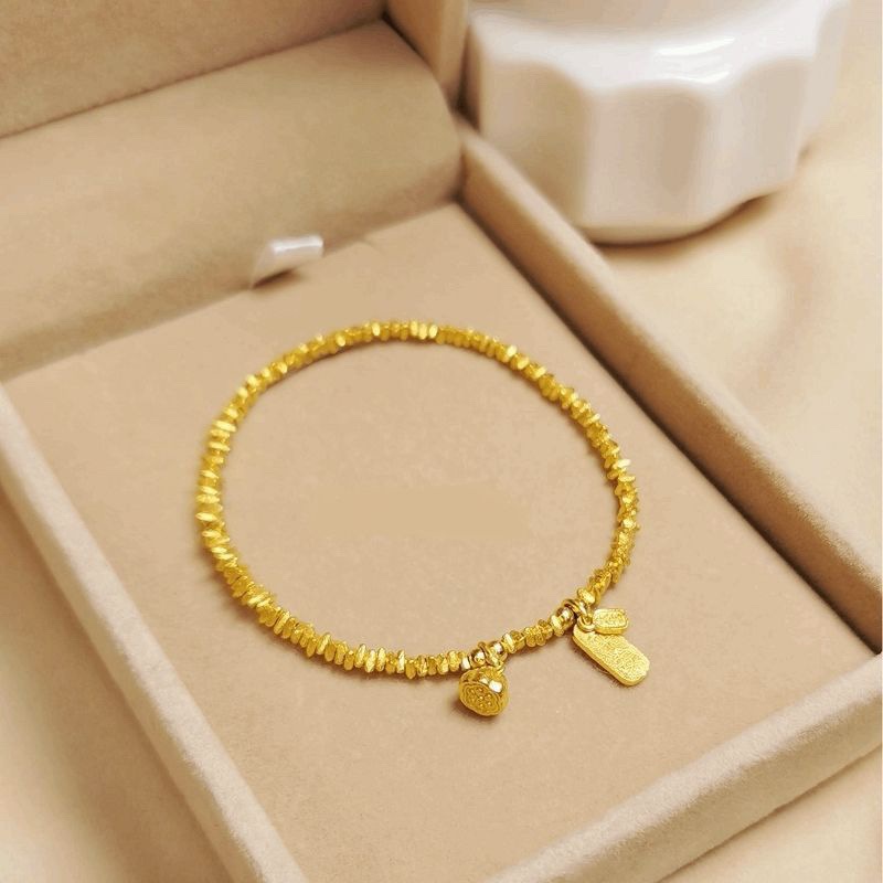Gold and Silver Beaded Bracelet with Small Silver Beads, Tidal Wave Design, Uncommon Sense, Trendy Bracelet, Good Fortune Charm